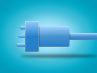 3D electric charger icon isolated on blue background.