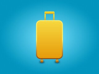 3D bag icon isolated on blue background. concept for vacation, bag packing and tour.