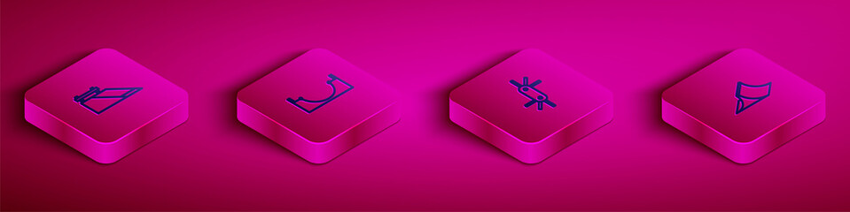 Set Isometric line Skate park, , Tool allen keys and icon. Vector