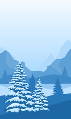 Fototapeta premium Abstract landscape with mountains and firs
