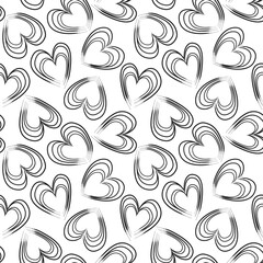 Heart shaped brush stroke seamless pattern background