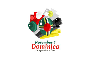 November 3, Independence Day of Dominica vector illustration. Suitable for greeting card, poster and banner.