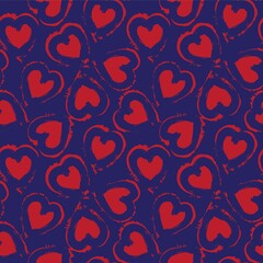Heart shaped brush stroke seamless pattern background