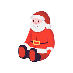 Santa claus toy on white background. Cartoon illustration, vector.