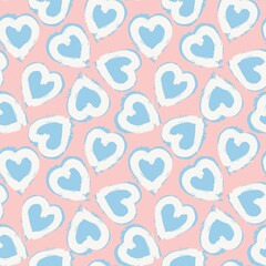 Heart shaped brush stroke seamless pattern background