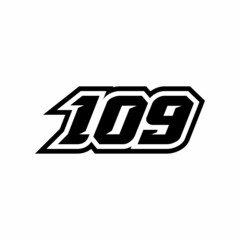 Racing number 109 logo on white background