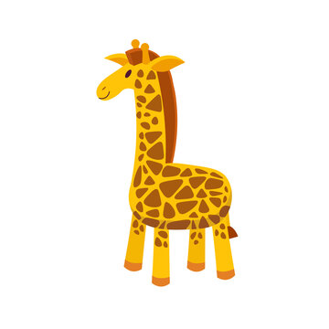 Giraffe toy on white background. Cartoon illustration, vector.