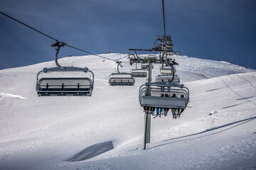 Chairlift in winter ski resort