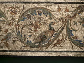 Old roman mosaic detail