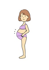 笑顔の下着姿の妊婦　イラスト