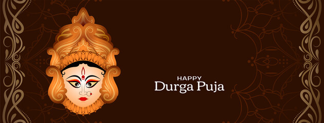 Happy Durga puja and navratri festival religious banner - obrazy, fototapety, plakaty