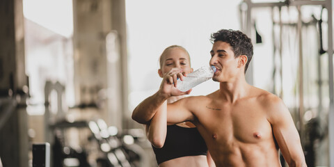 sport gym fitness concept, healthy strength caucasian man training to physical exercise, athlete...
