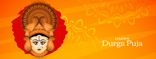 Happy Durga puja and navratri festival celebration greeting banner