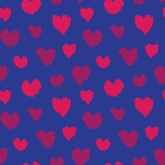 Fototapeta na wymiar Heart shaped brush stroke seamless pattern background