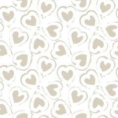 Heart shaped brush stroke seamless pattern background