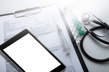 Mobile phone with a blank screen for digital covid-19 vaccination certificate