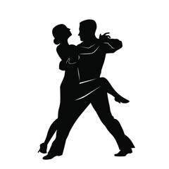 Couple dancing silhouette vector illustartion isolated on white background