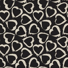 Fototapeta premium Heart shaped brush stroke seamless pattern background