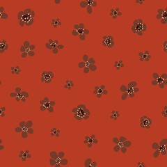 Retro small flowers fabric repeat pattern botanical print background design. Vector illustration. Countryside fall floral pattern design. Great for card design, kids, clothing and home decor projects