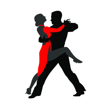 Couple dancing silhouette vector illustartion isolated on white background