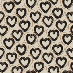 Heart shaped brush stroke seamless pattern background