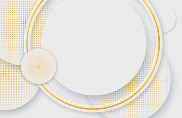 Modern minimal and clean white gold background with realistic circle shape . Elegant silver design for web, presentation, wallpaper