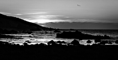 Beach sunset, black, white, Jericoacoara, Ceara, route of emotions, Brazil