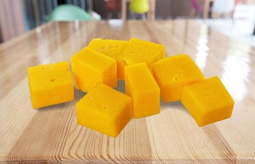 Fresh tasty healthy cheese cubes set