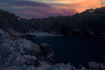 Colorful Sky on Saints Bay Harbor in Guernsey