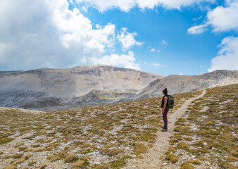 Monte Amaro (Italy) - The mountain summit in the Majella range, central Italy, Abruzzo region, with characteristic landscape of rocky expanses between valleys and plateaus