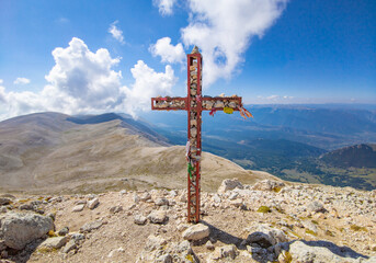 Monte Amaro (Italy) - The mountain summit in the Majella range, central Italy, Abruzzo region, with...