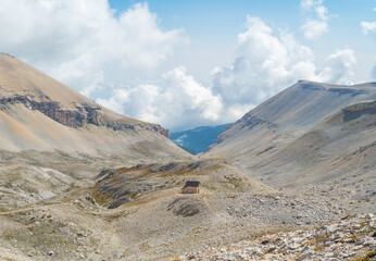 Monte Amaro (Italy) - The mountain summit in the Majella range, central Italy, Abruzzo region, with characteristic landscape of rocky expanses between valleys and plateaus