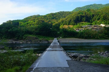 Shimanto River Valley and Nagaoi Sinking bridge in Kochi, Shikoku, Japan - 日本 四国 高知...