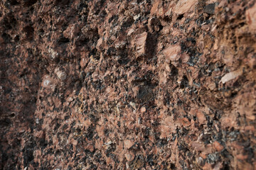 Close-up of rock wall of the mountain in the desert