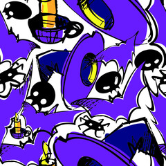 Halloween hand drawn seamless pattern