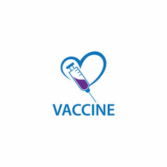 Vaccin injection in love logo design vector illustration health