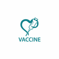 Vaccin injection in love logo design vector illustration health