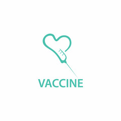 Vaccin injection in love logo design vector illustration health