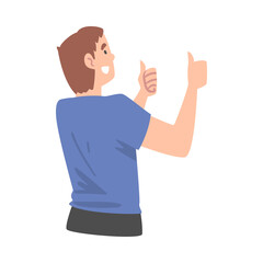 Male as Social Media Follower and Subscriber Showing Adoration with Thumb Up Vector Illustration