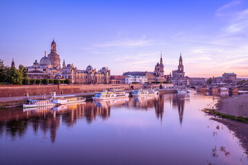 panoramic view at dresden while sunset, germany