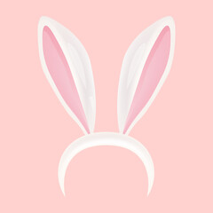 Easter Rabbit Ears. Cute Bunny Headband. Realistic Style.