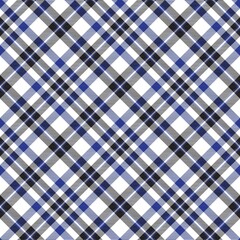 Blue Diagonal Plaid Tartan textured Seamless Pattern Design