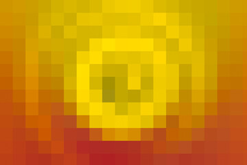 Gradient yellow and red pixel image with composition of swirl