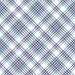 Blue Diagonal Plaid Tartan textured Seamless Pattern Design
