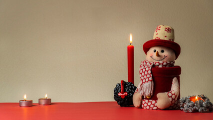 Happy snowman at home