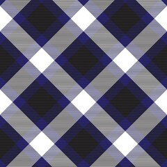 Blue Diagonal Plaid Tartan textured Seamless Pattern Design