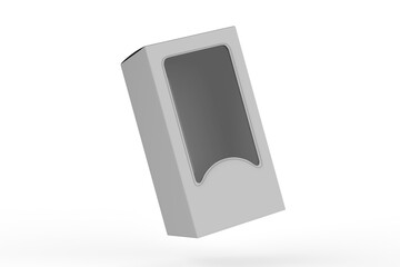 hard box with window set mock-up. Good for packaging design. 3d illustration