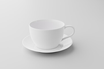 white and clean coffee cup on white background, 3d illustration rendering