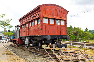 Old abandoned passenger carriage of the train