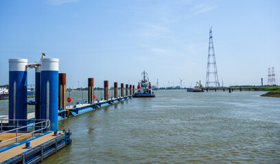 Harbour of Antwerp, Belgium with windmill park
